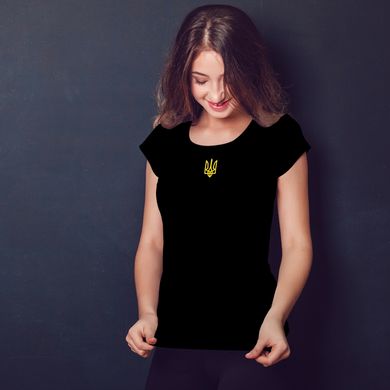 Чорна жіноча футболка "Тризуб Президента", XS